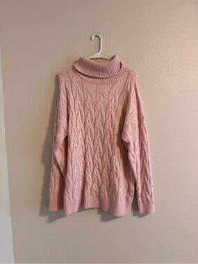 NWT SPANNER Blush Cable Knit Turtleneck Sweater